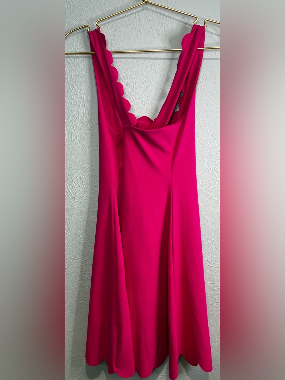 Women’s J. Crew Hot Pink Scalloped Sleeveless Dress - size XS - Picture 11 of 14